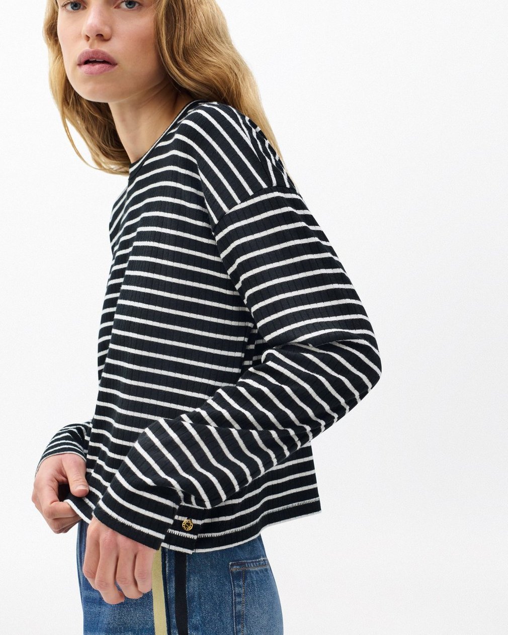 The Knit Striped Long-Sleeve T Shirt Black Multi - Image 4