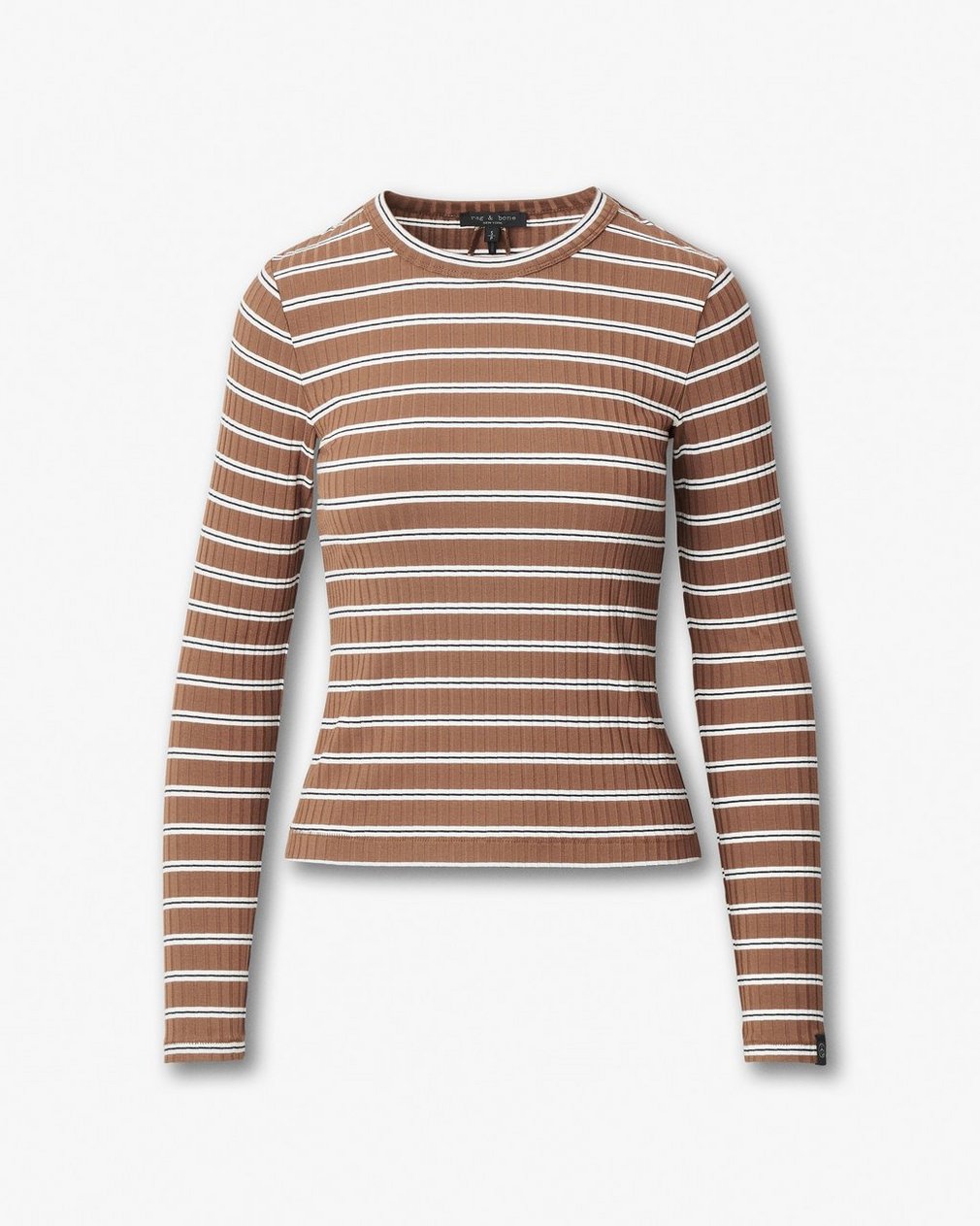Luca Striped Ribbed Long-Sleeve T Shirt Toffee Multi - Image 2