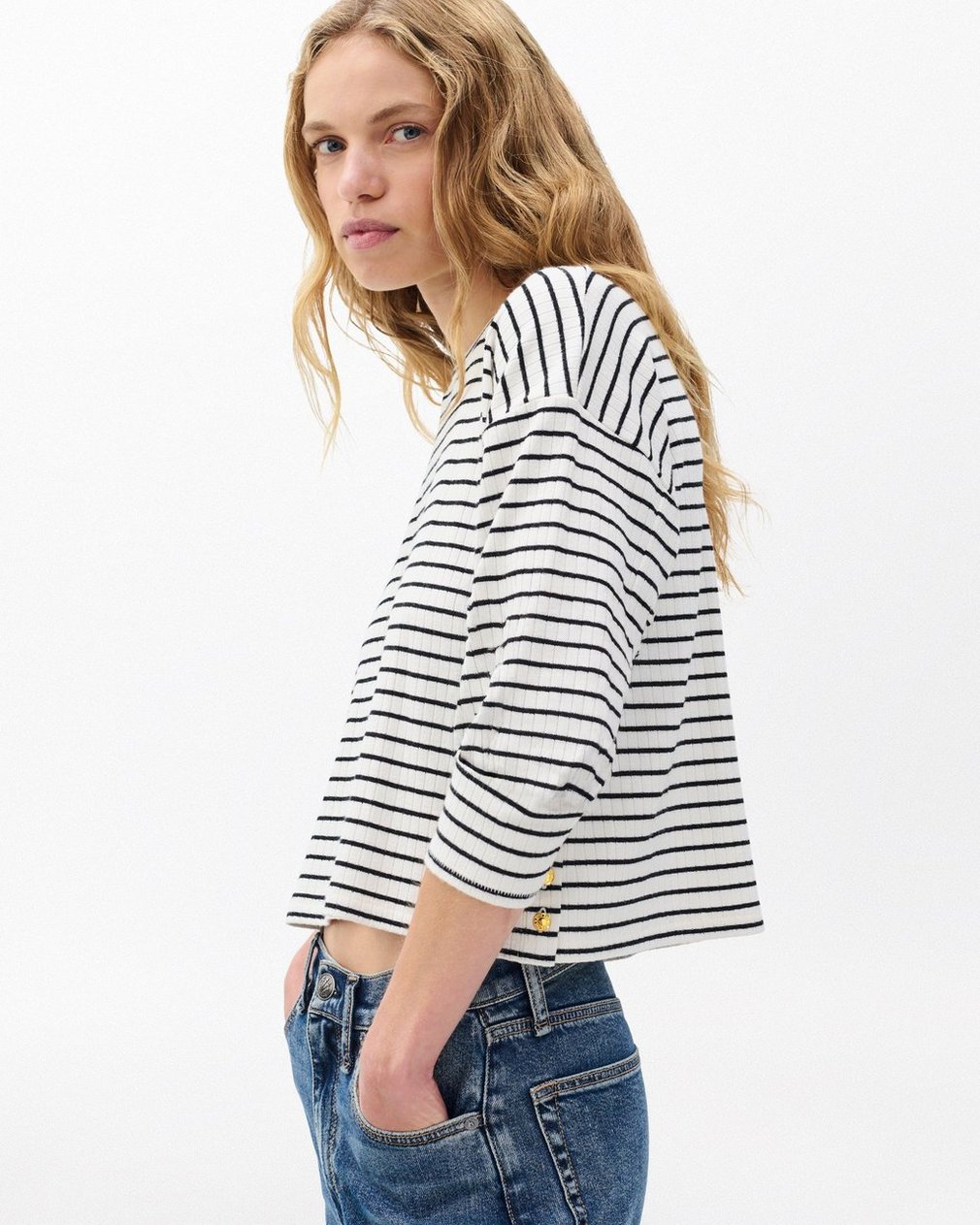 The Knit Striped Long-Sleeve T Shirt Beige Multi - Image 5