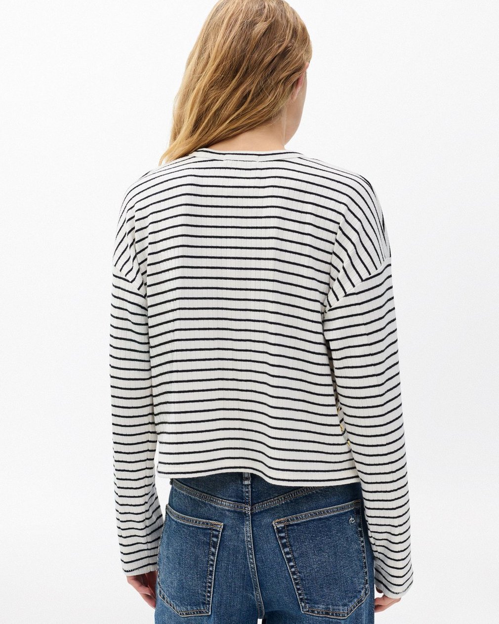 The Knit Striped Long-Sleeve T Shirt Beige Multi - Image 6