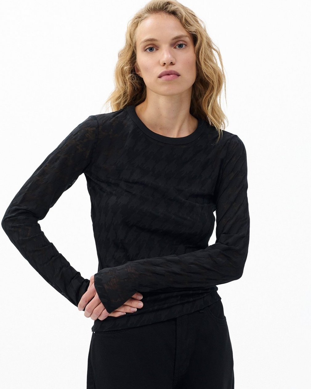 Valencia Houndstooth T Shirt Black