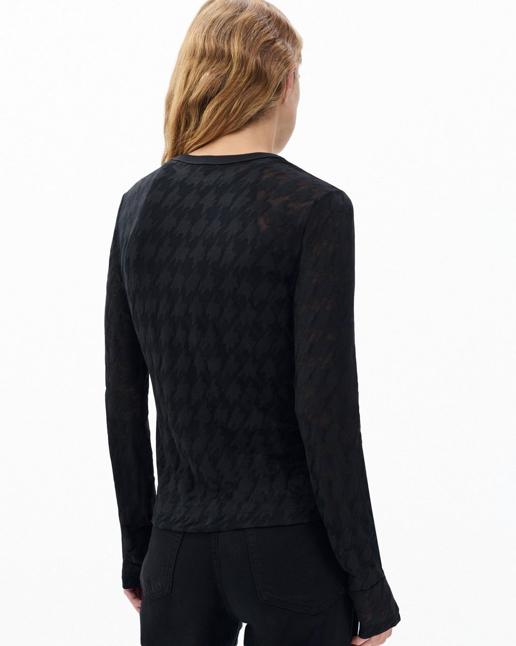 Valencia Houndstooth T Shirt Black - Image 6