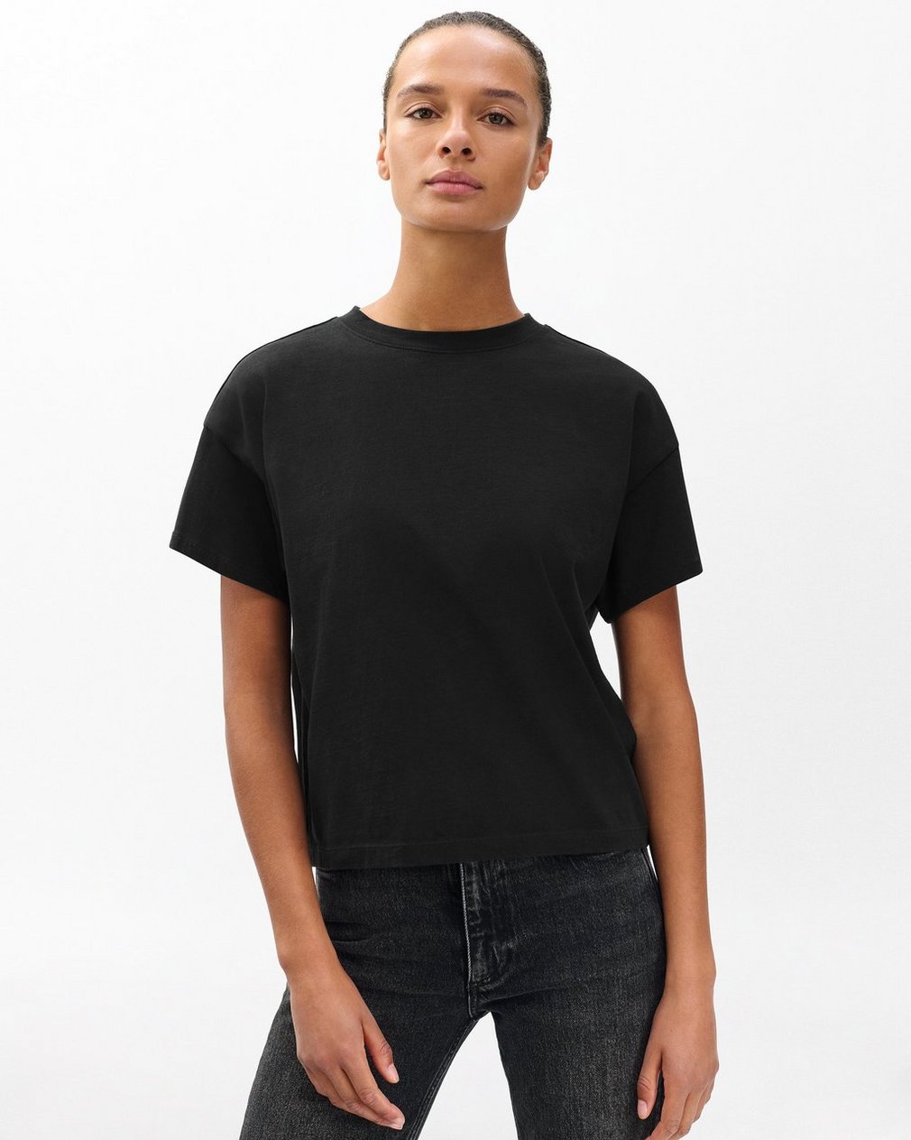 Kelly Boxy Cotton T Shirt Black
