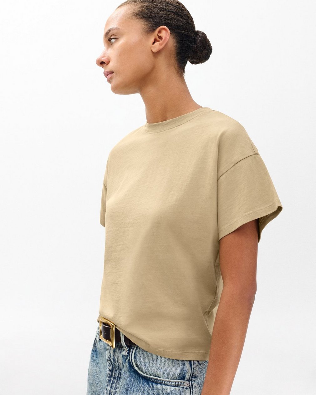 Kelly Boxy Cotton T Shirt Dusty Taupe