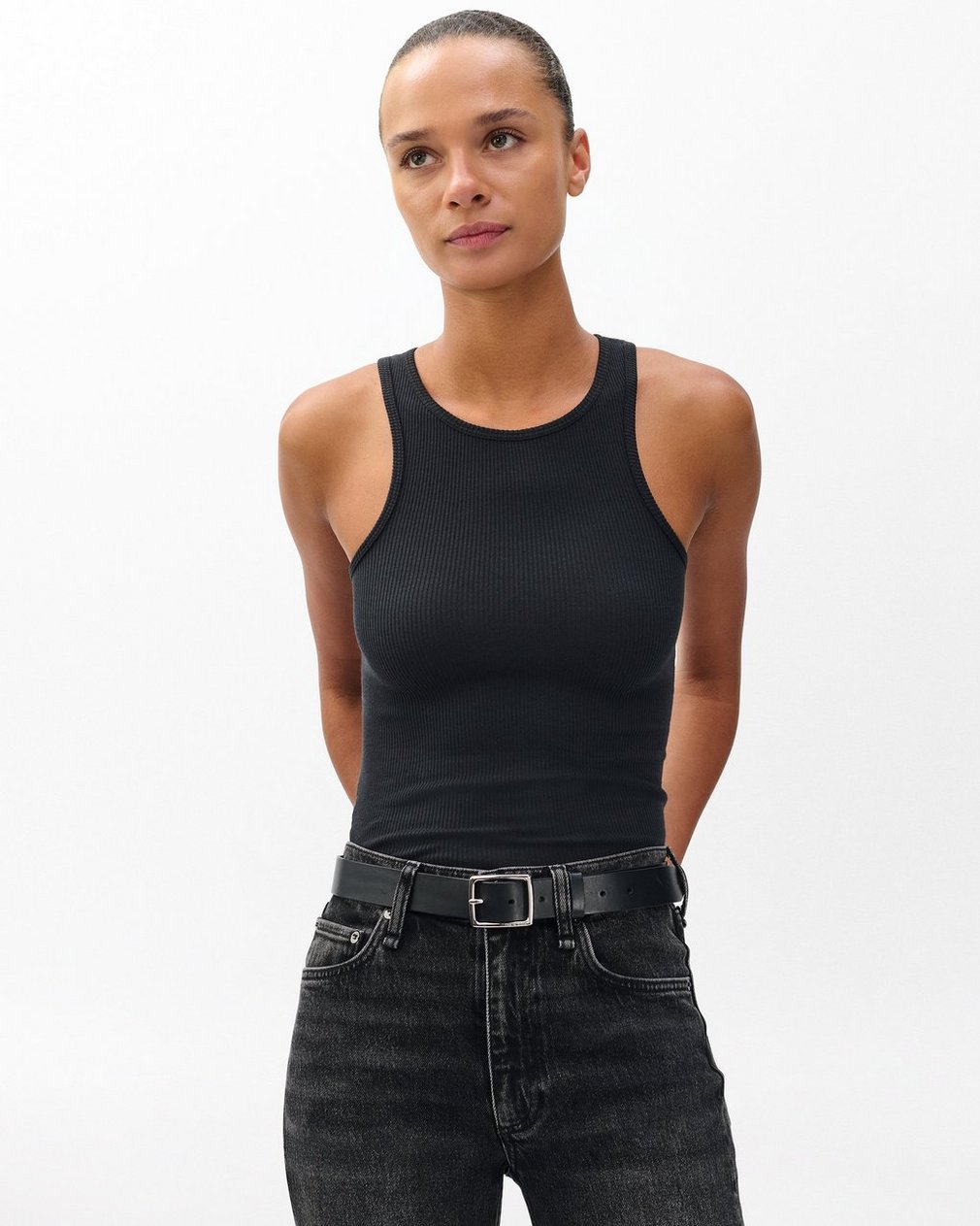 The Essential Rib Tank Black