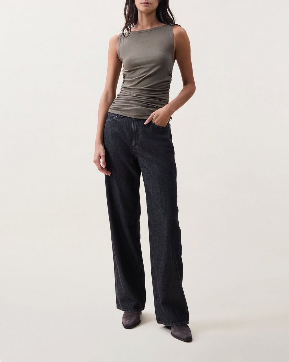 Lucy Ruched Tank Top Gravel