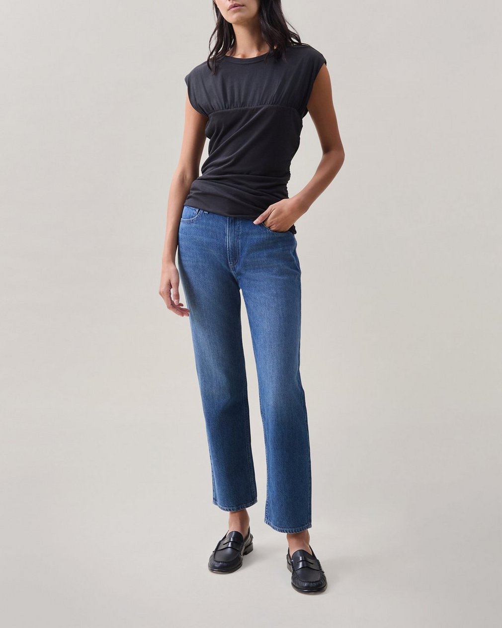 The Jersey Banded Top Dark Grey