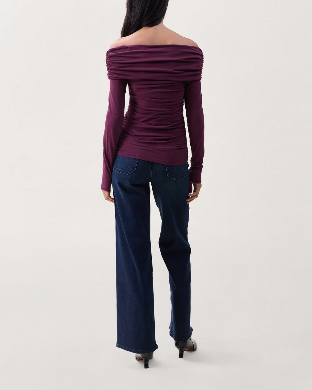 Lucy Off-Shoulder Ruched Top Dark Berry - Image 2