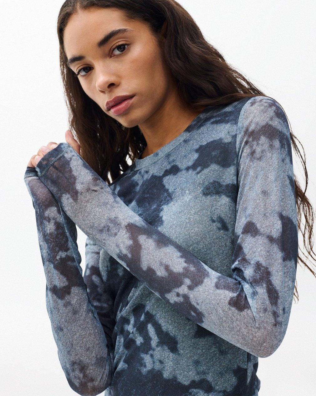 Yana Stretch Mesh T Shirt Silver Multi