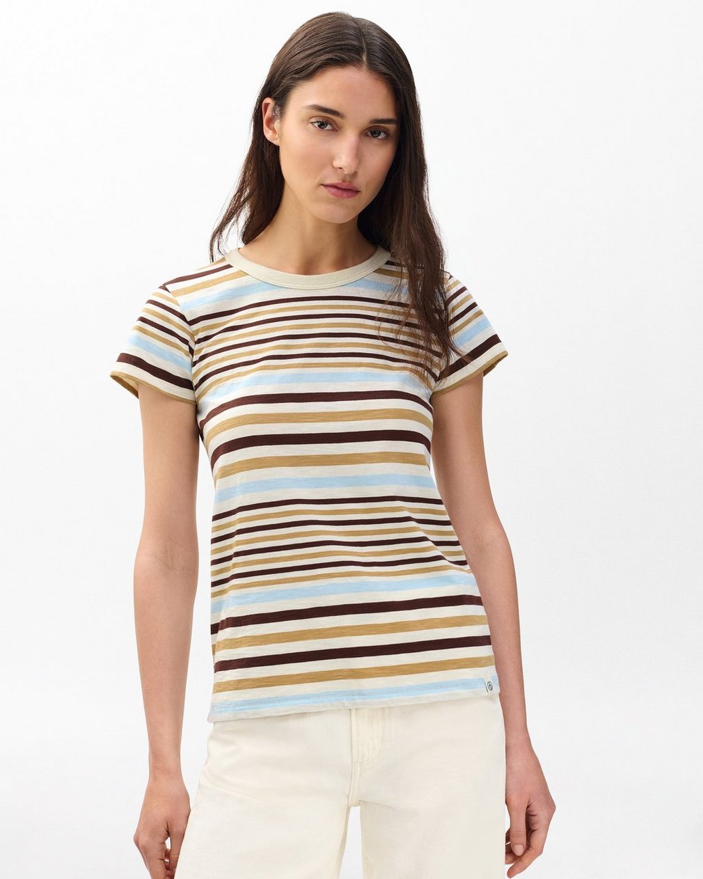 The Slub Striped T Shirt Ivory Multi