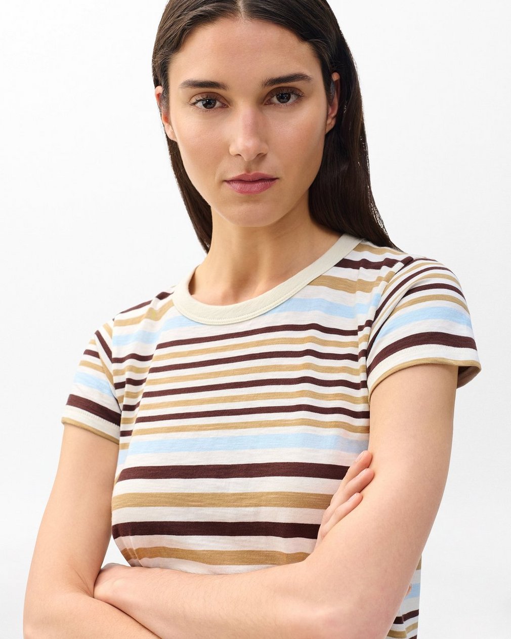 The Slub Striped T Shirt Ivory Multi - Image 4