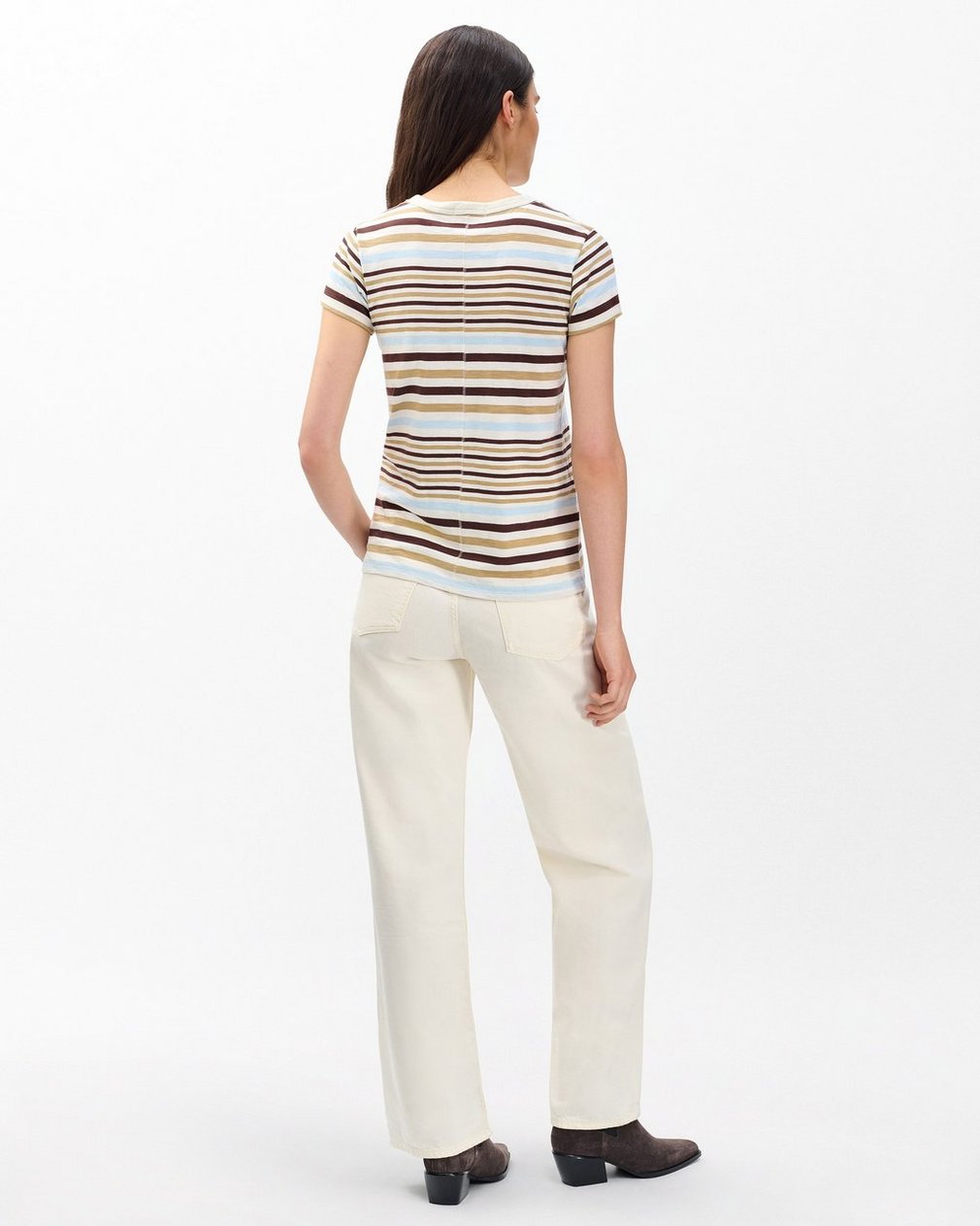 The Slub Striped T Shirt Ivory Multi - Image 5