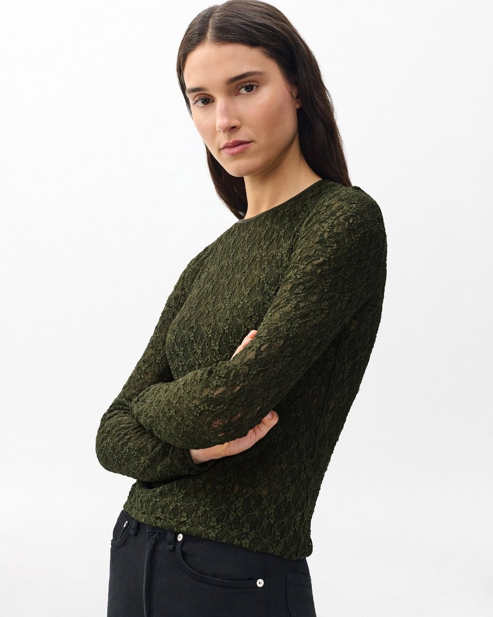 Ellie Lace Top Army