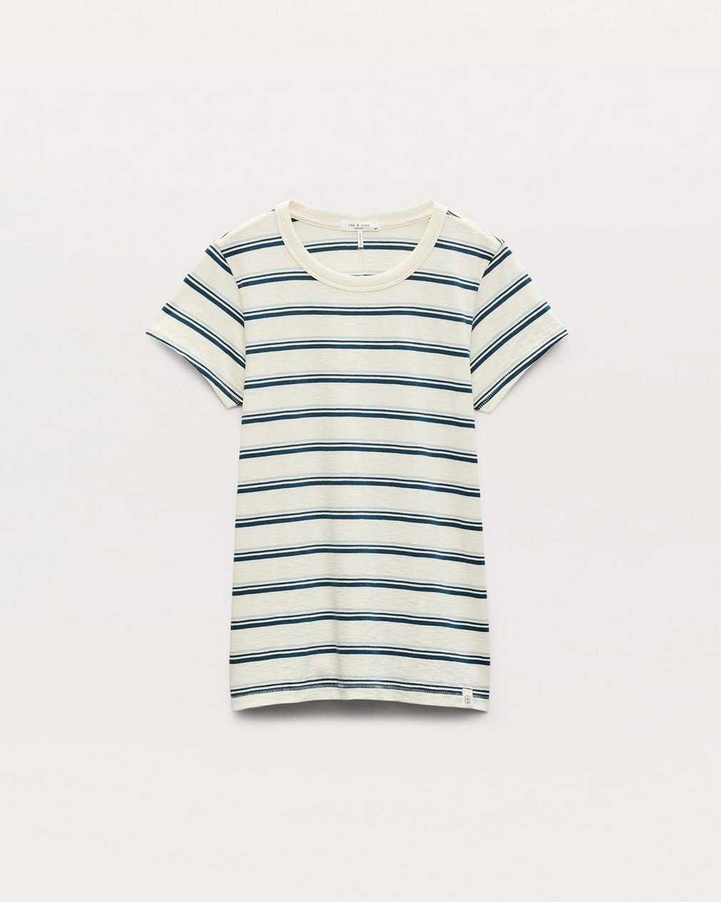 The Slub Striped T Shirt Ivory/Blue Multi - Image 2