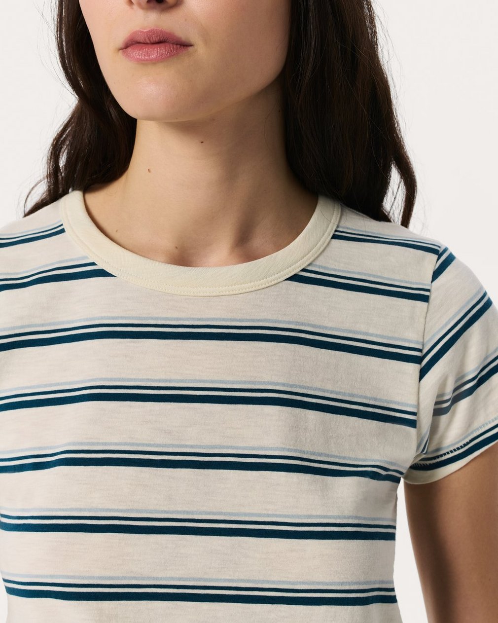 The Slub Striped T Shirt Ivory/Blue Multi - Image 4