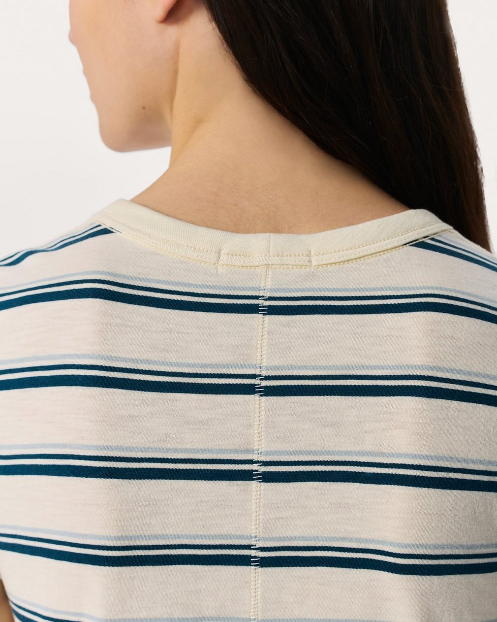 The Slub Striped T Shirt Ivory/Blue Multi - Image 6