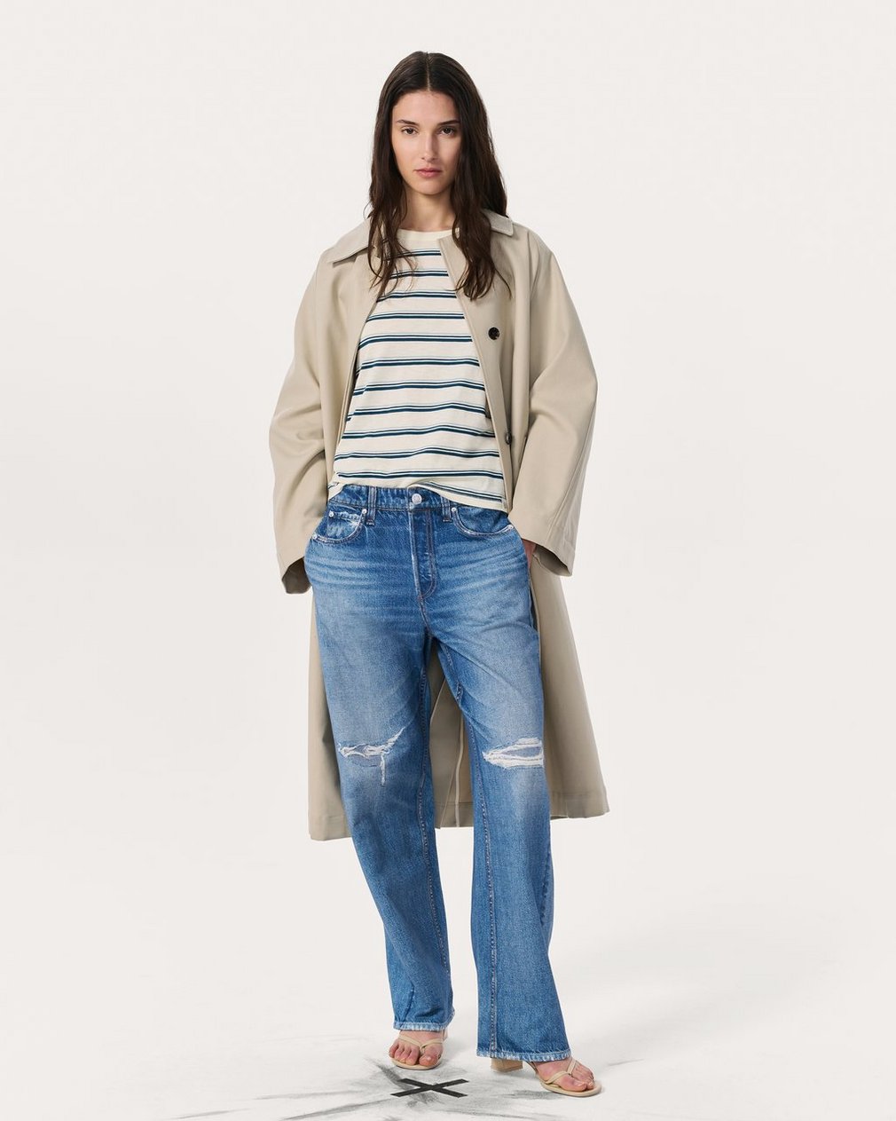 The Slub Striped T Shirt Ivory/Blue Multi - Image 8