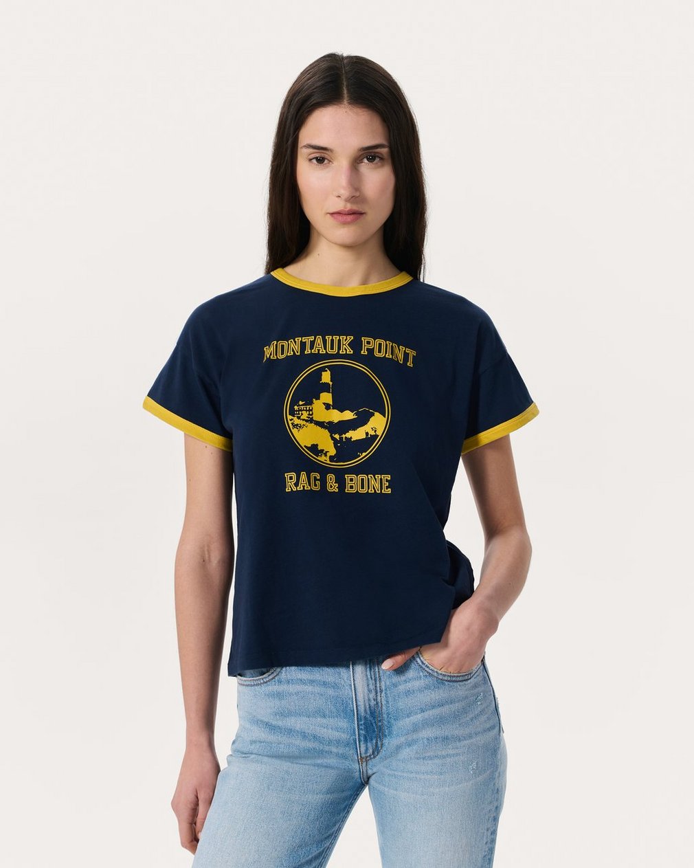Montauk Boxy Graphic T Shirt Navy