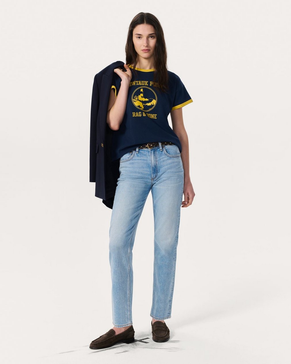 Montauk Boxy Graphic T Shirt Navy - Image 3