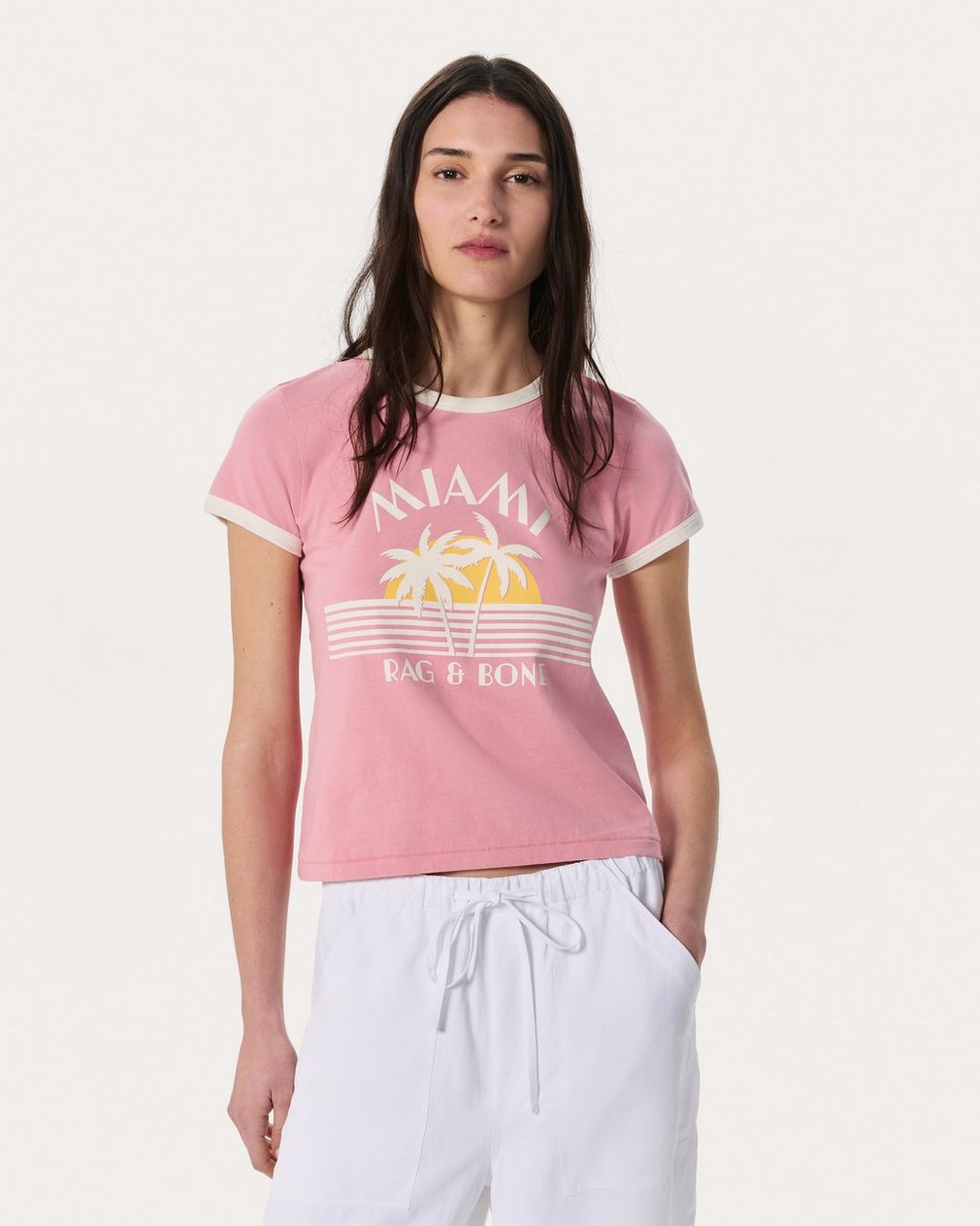 Miami Boxy Graphic T Shirt Blush