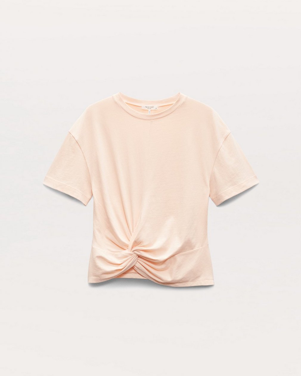 Mica Twist-Detail Draped Cotton T-Shirt Peach - Image 2