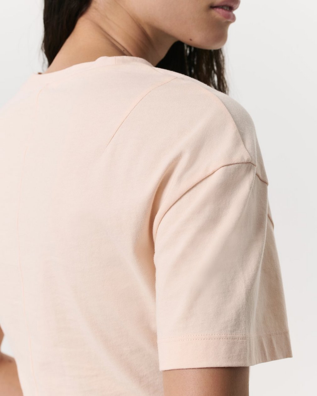 Mica Twist-Detail Draped Cotton T-Shirt Peach - Image 6