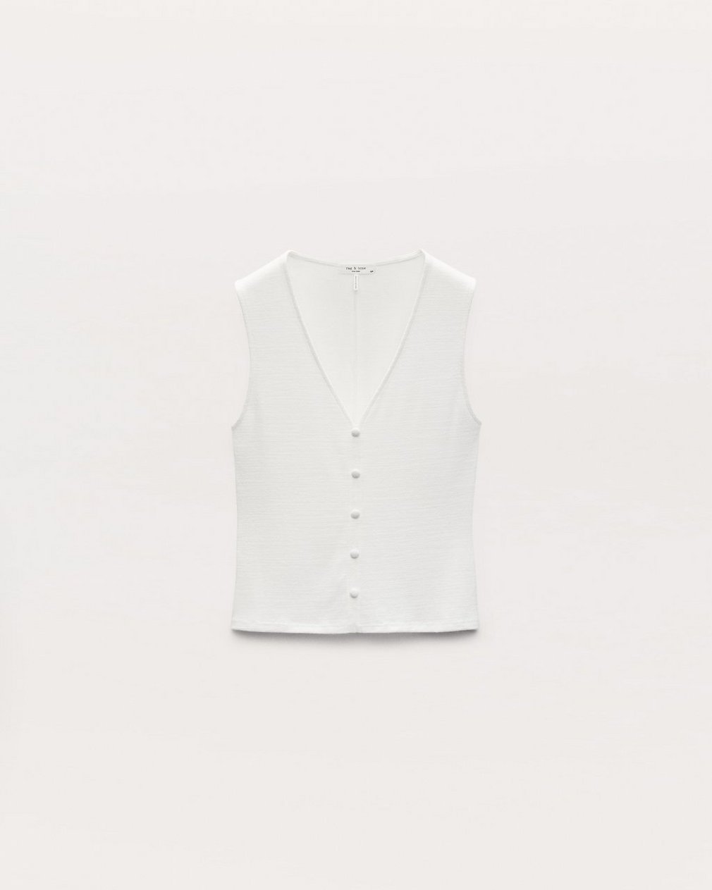 Knit Button Tank Top Chalk - Image 2