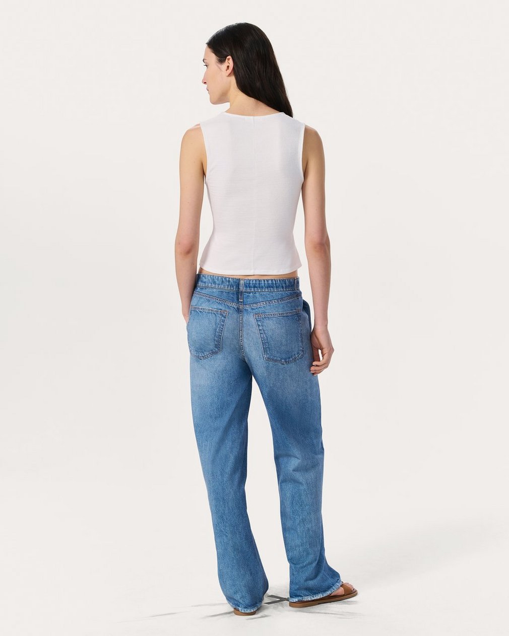Knit Button Tank Top Chalk - Image 6