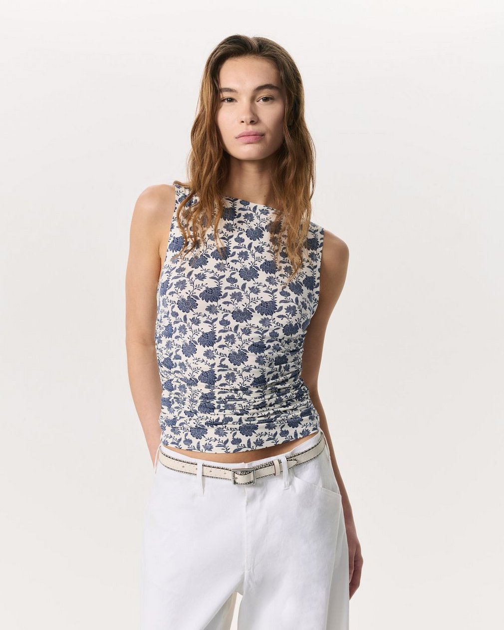 Luca Floral Shirred Tank Top Salute Multi