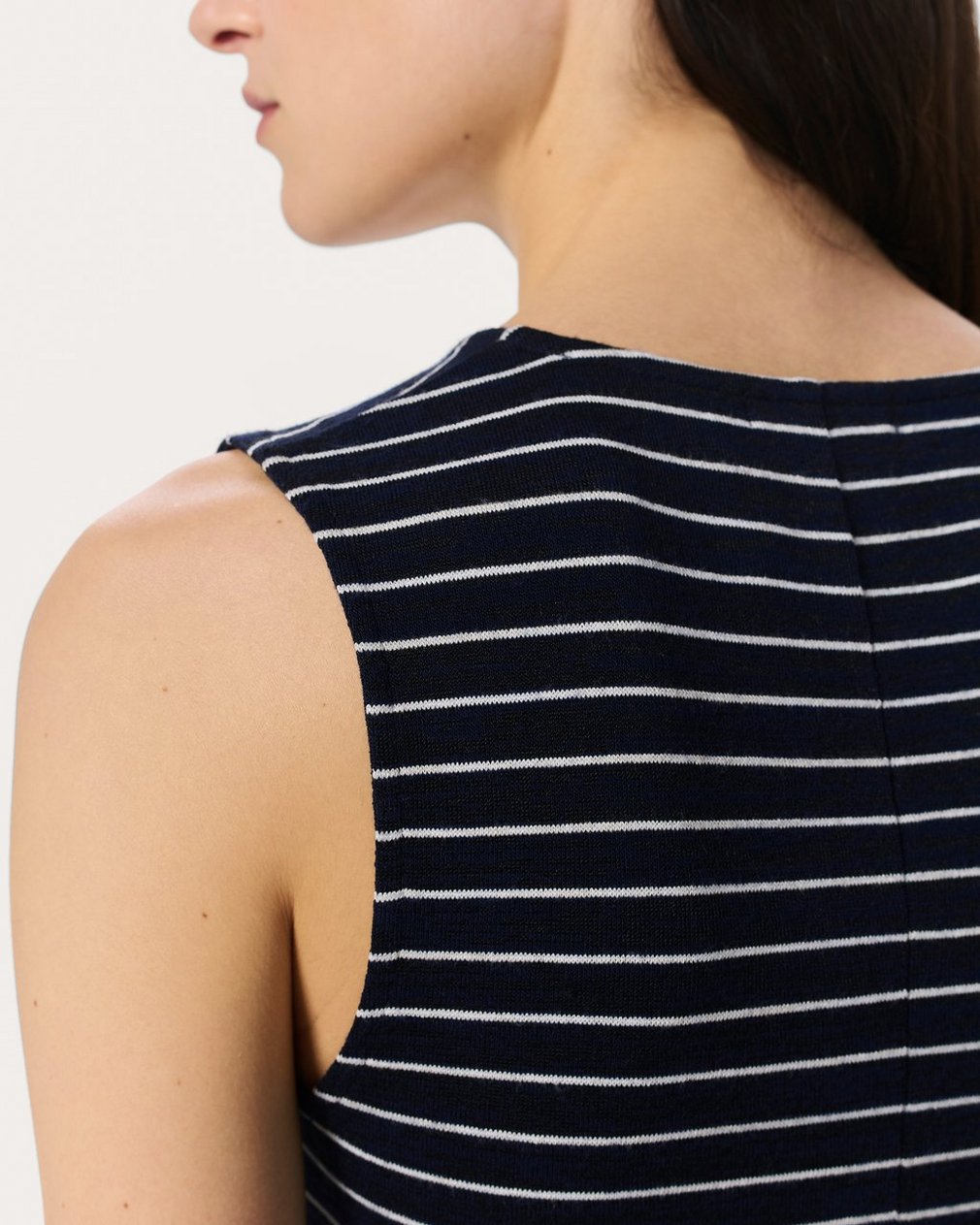 Knit Striped Button Tank Top Navy Multi - Image 5