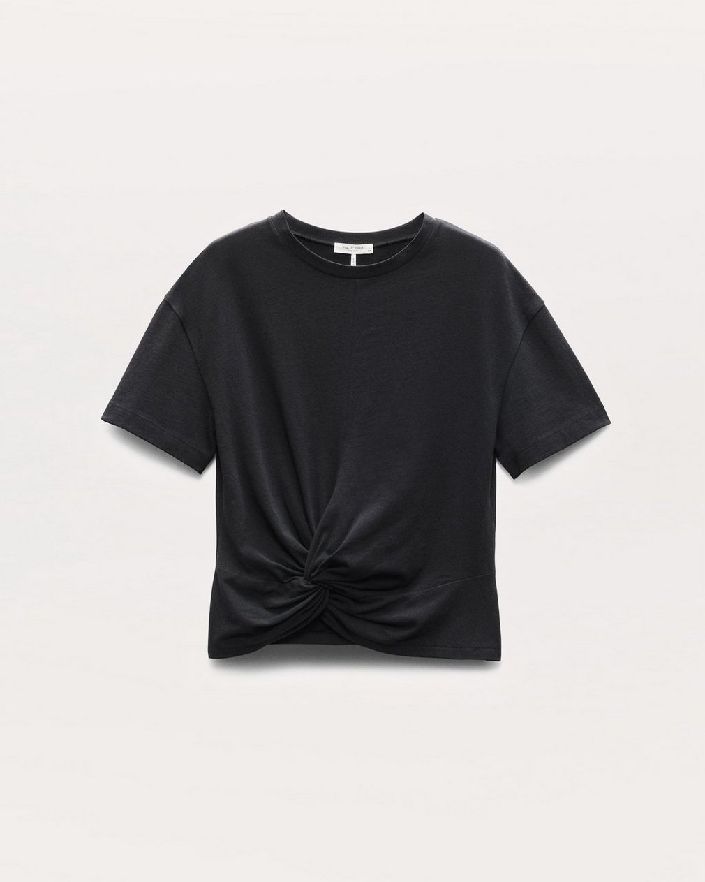 Mica Twist-Detail Draped Cotton T-Shirt Black - Image 2