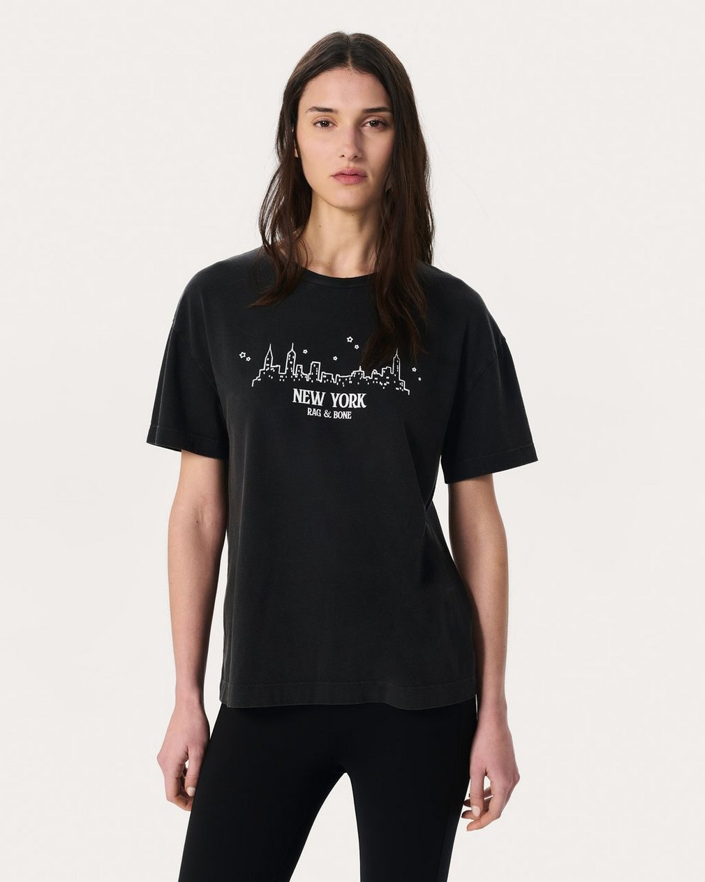 NYC Skyline Graphic T Shirt Washed Black