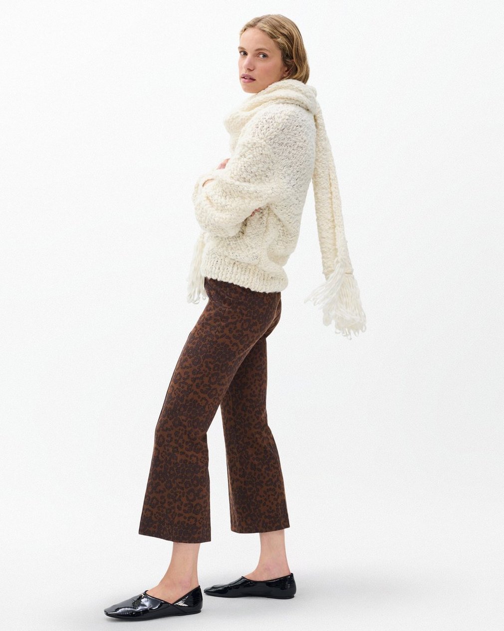 Irina Leopard-Print Kick Flare Pants Leopard