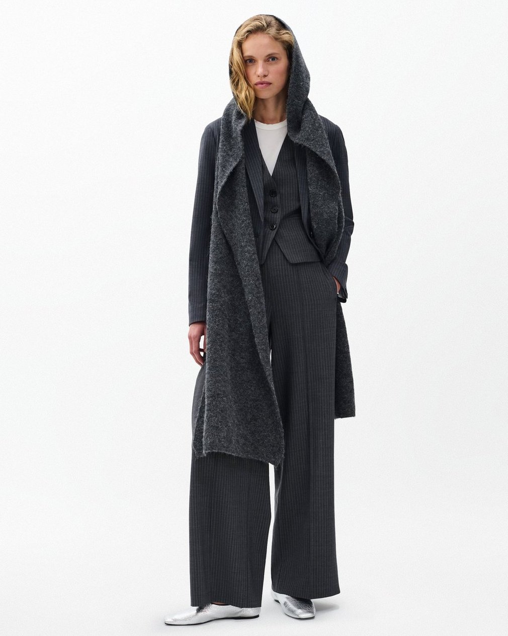 Irina Striped Tailored Pants Grey Stripe