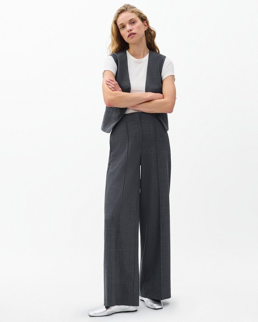 Irina Striped Tailored Pants Grey Stripe - Image 3