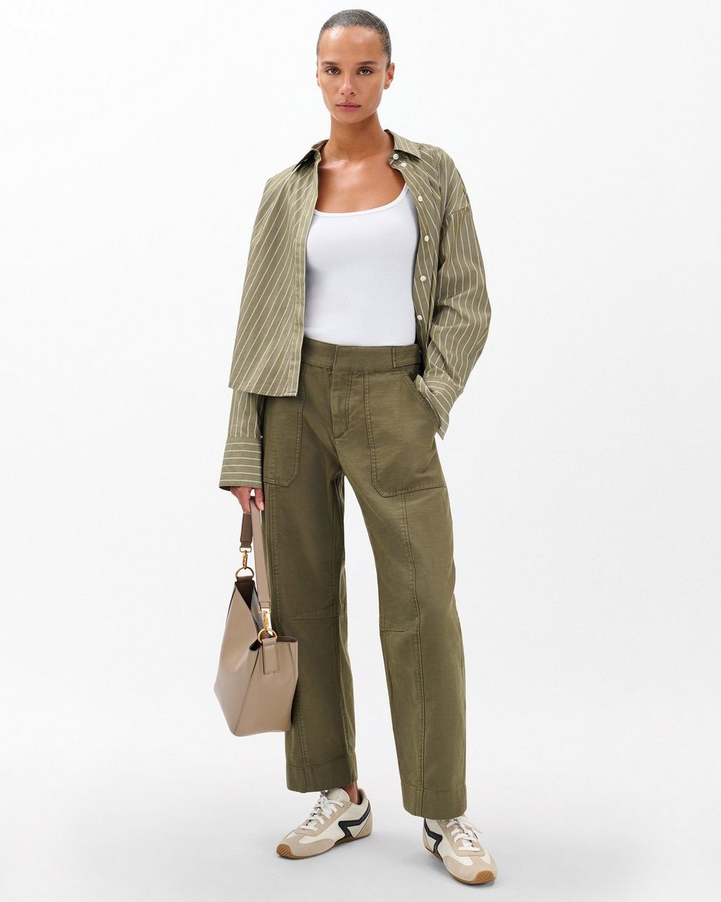 Anita Cropped Cotton Pants Olive