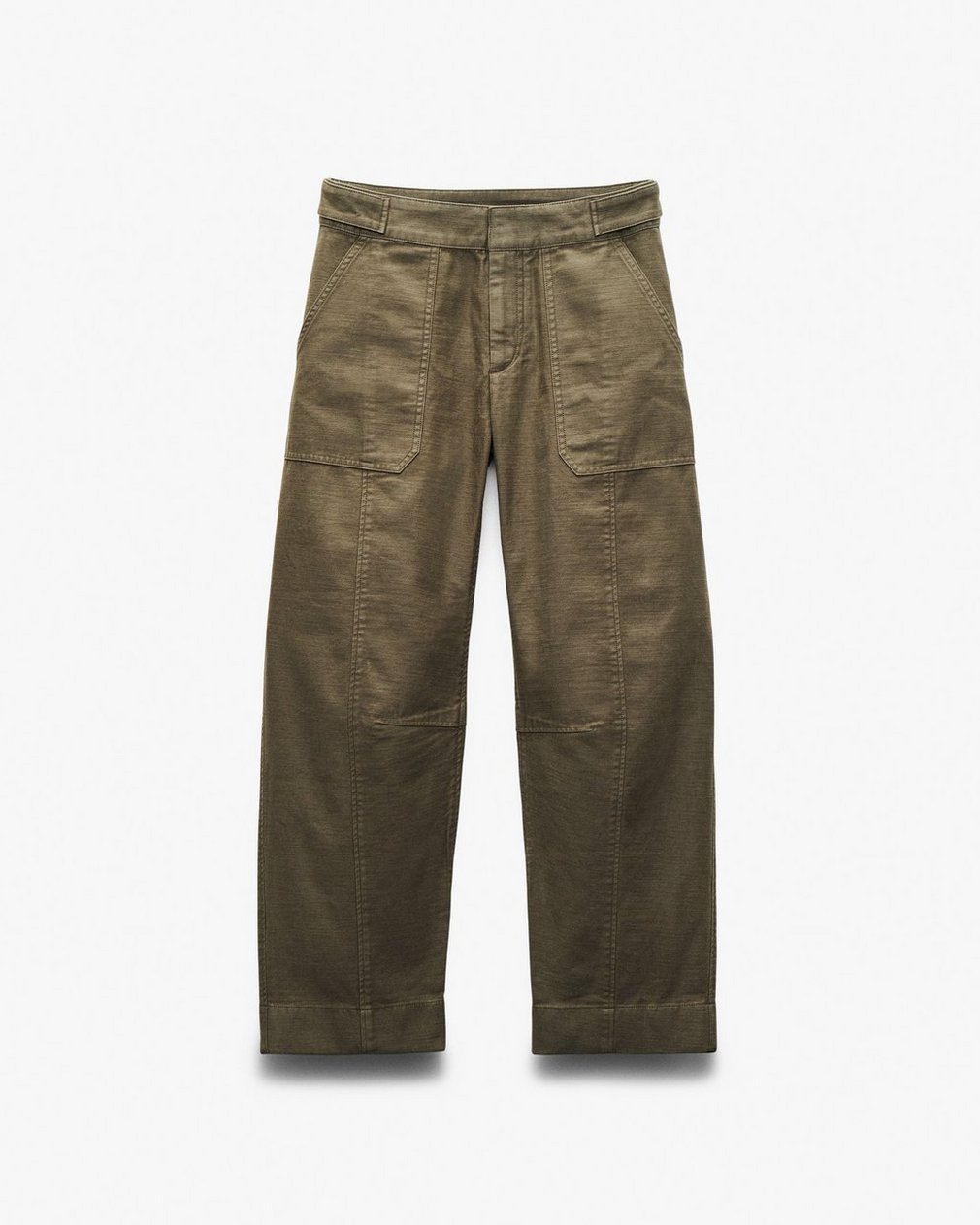 Anita Cropped Cotton Pants Olive - Image 2