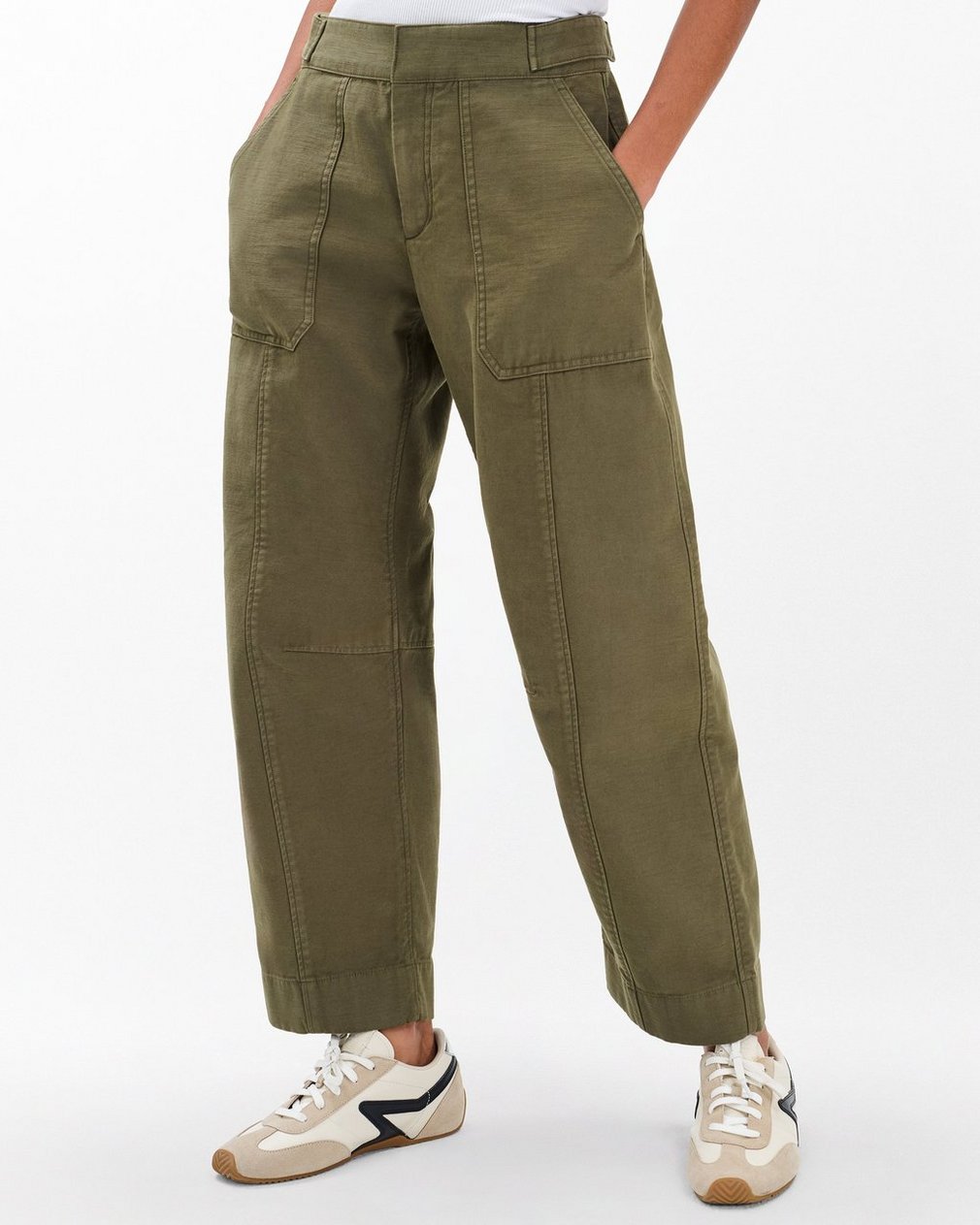 Anita Cropped Cotton Pants Olive - Image 4