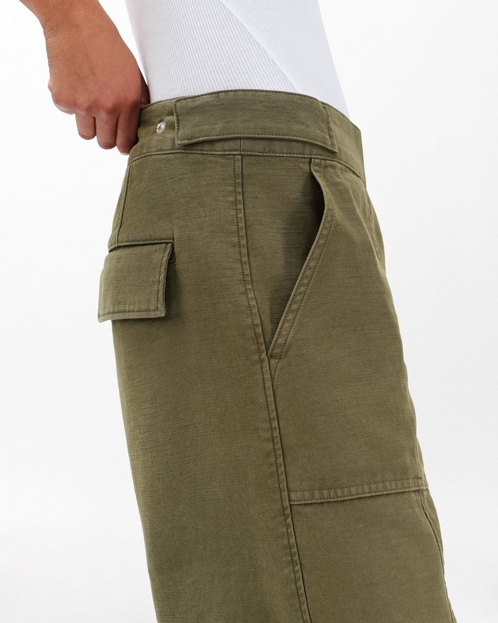 Anita Cropped Cotton Pants Olive - Image 5
