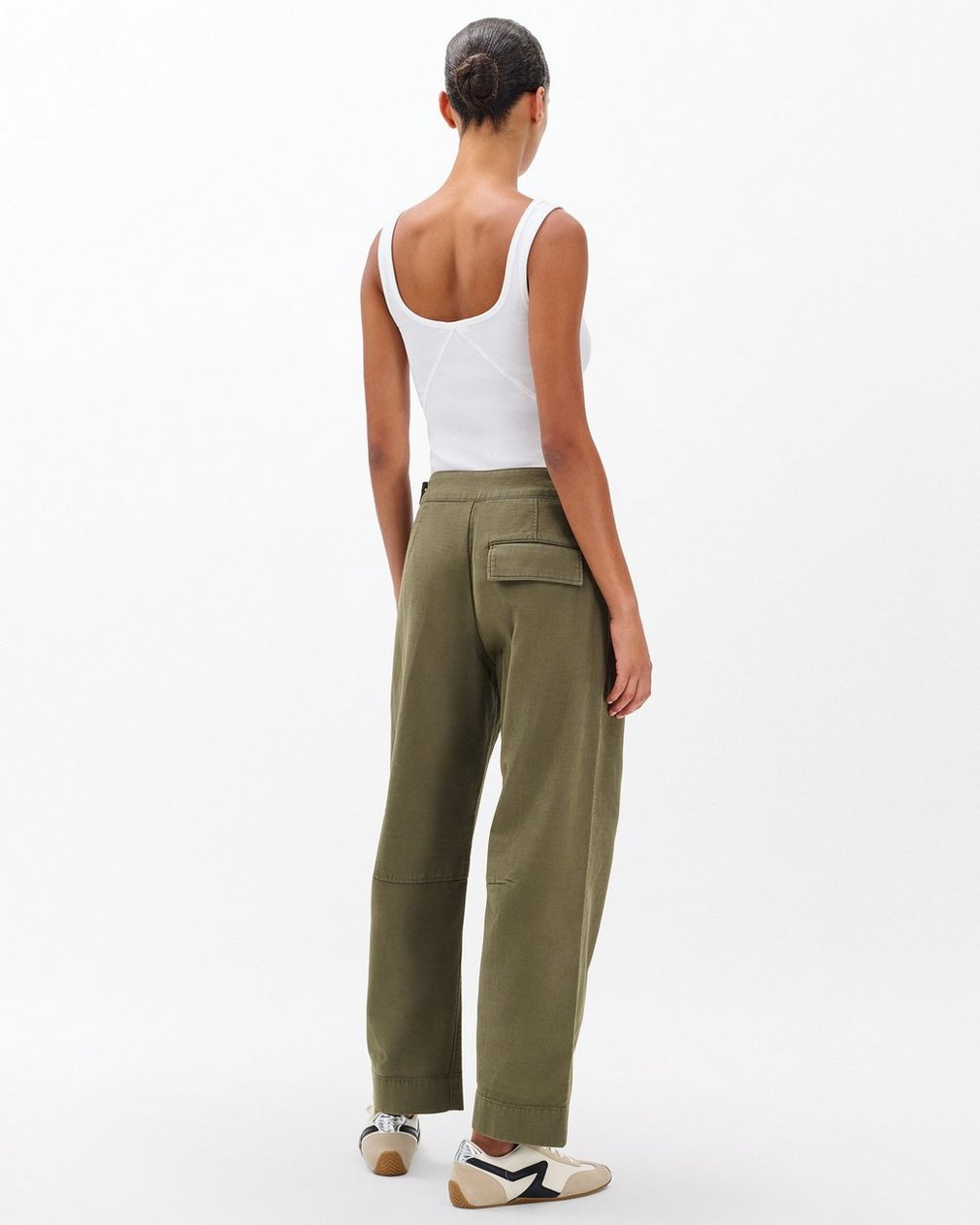 Anita Cropped Cotton Pants Olive - Image 7