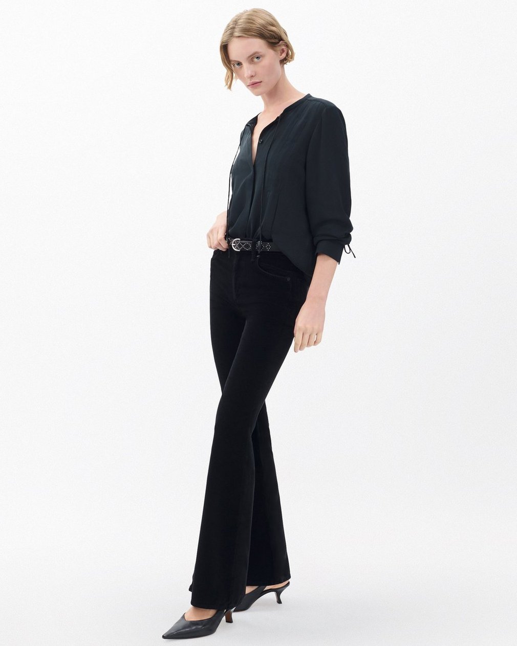 Dahlia Flare Velvet Pants Black Velvet