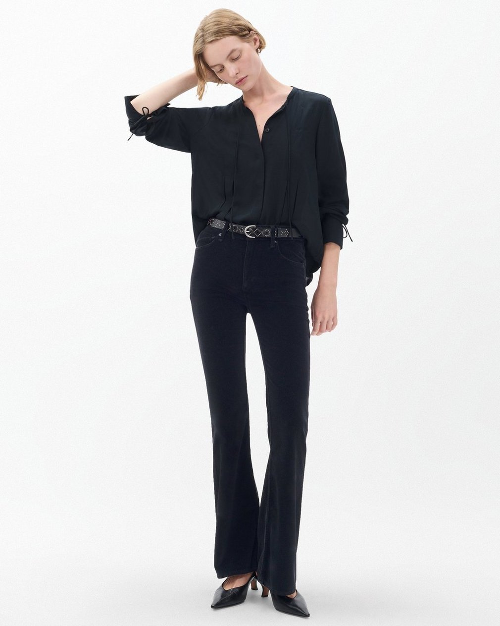 Dahlia Flare Velvet Pants Black Velvet - Image 3