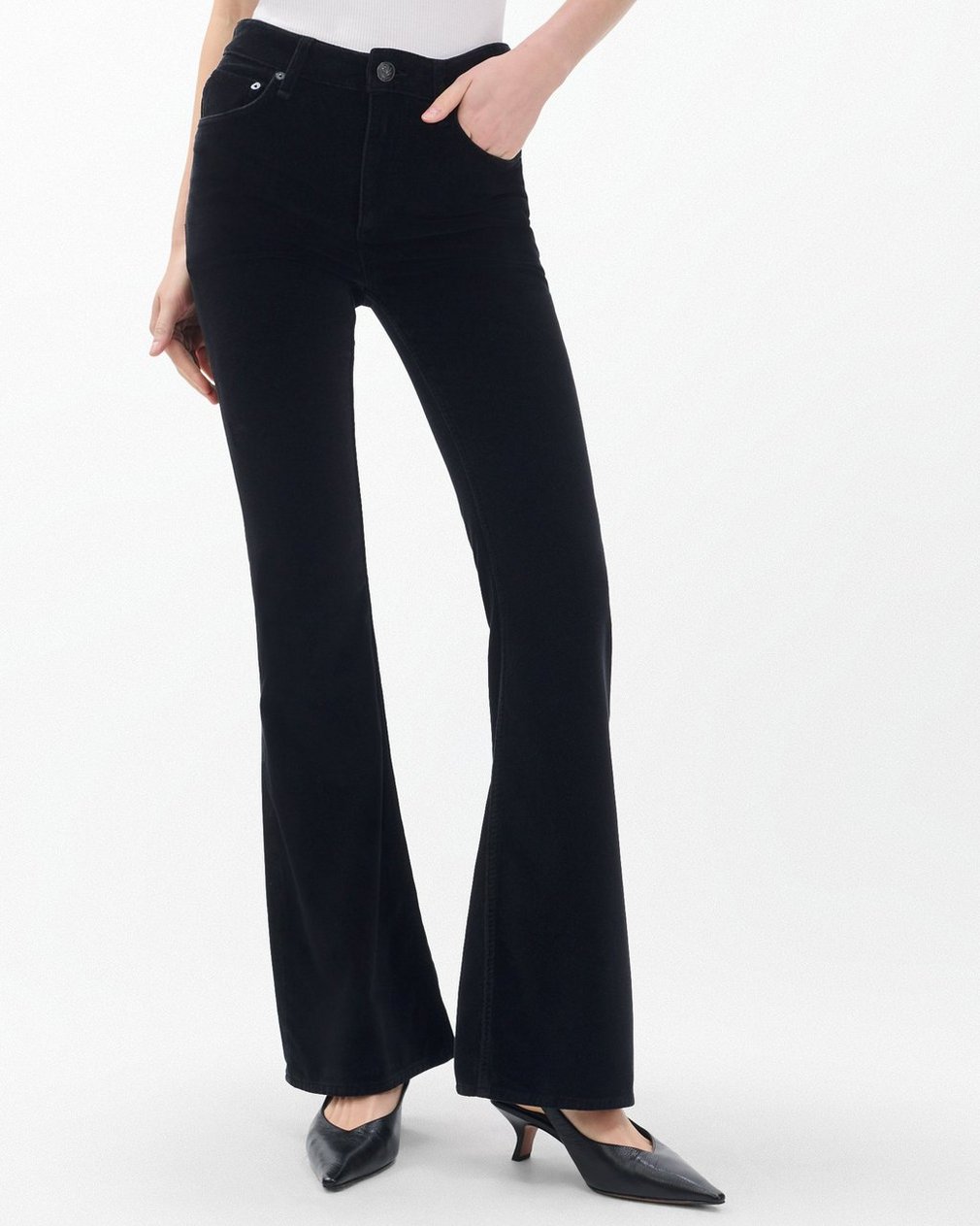 Dahlia Flare Velvet Pants Black Velvet - Image 4