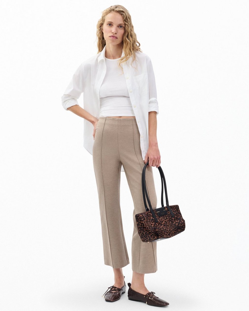 Irina Kick Flare Pants Heather Oatmeal