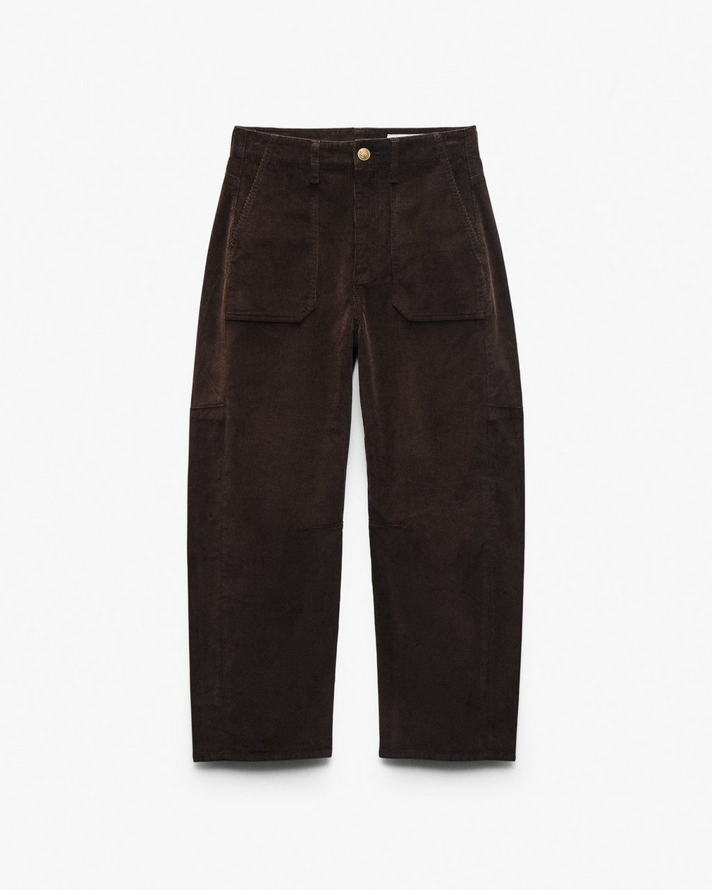 Charlie Ankle Barrel Corduroy Pants Dark Brown - Image 2