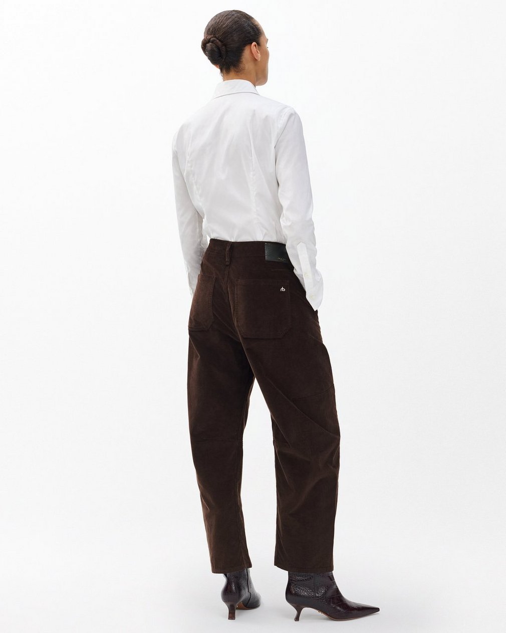 Charlie Ankle Barrel Corduroy Pants Dark Brown - Image 6