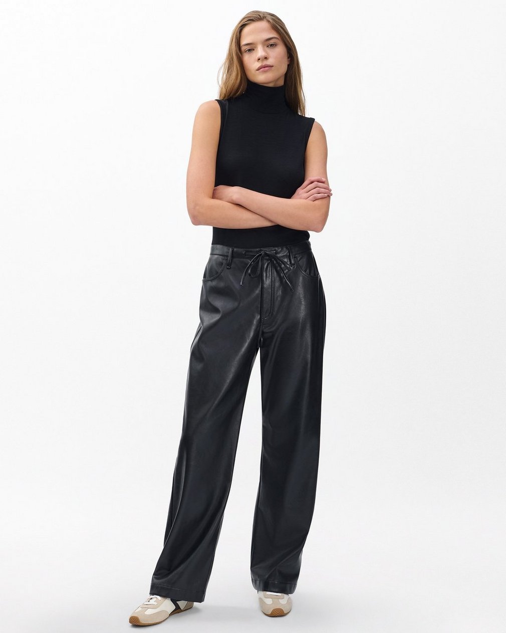 Phoebe Faux Leather Pants Black - Image 3