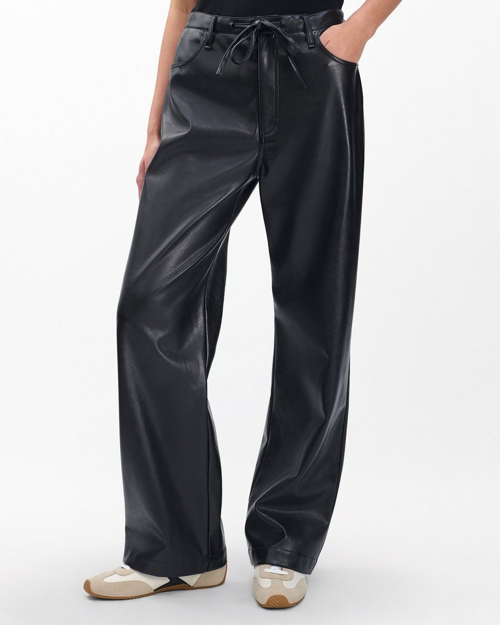 Phoebe Faux Leather Pants Black - Image 4