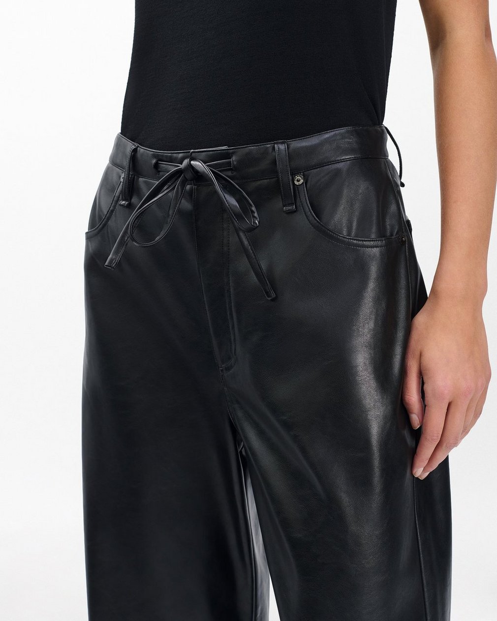 Phoebe Faux Leather Pants Black - Image 5