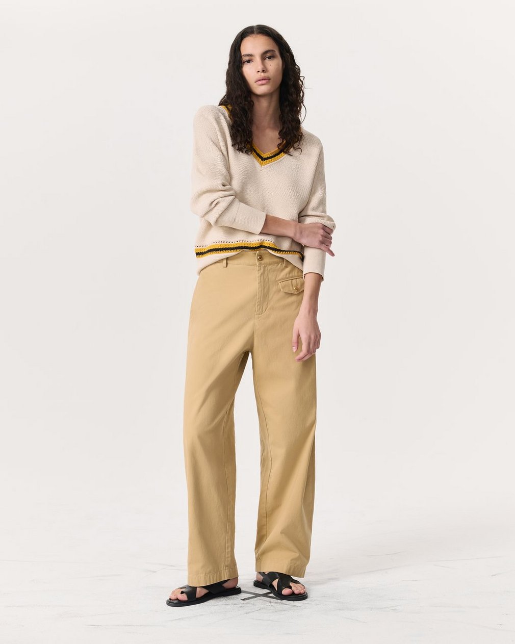 Renata Cotton Twill Utility Pants Beige